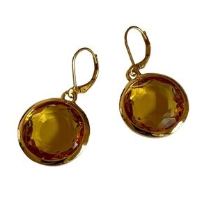 Vintage Joan Rivers Classics Collection Gold Plated Topaz Circle Earrings